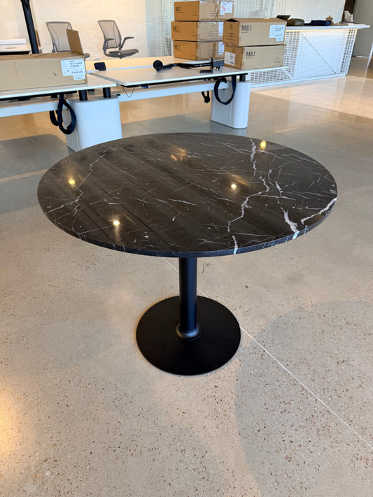 Elements Valve Round Table, nero marble top, black base, 900mm